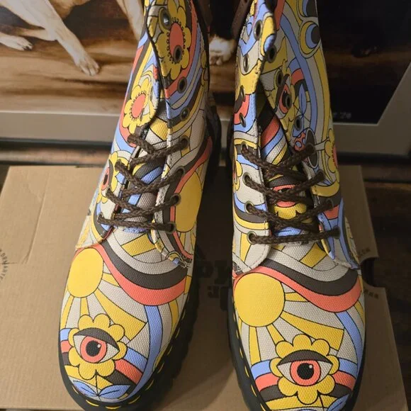 DR. MARTENS JADON RETRO RAY CANVAS PLATFORM 8 EYE SIDE ZIP Women's Size 11 US - Picture 4 of 15